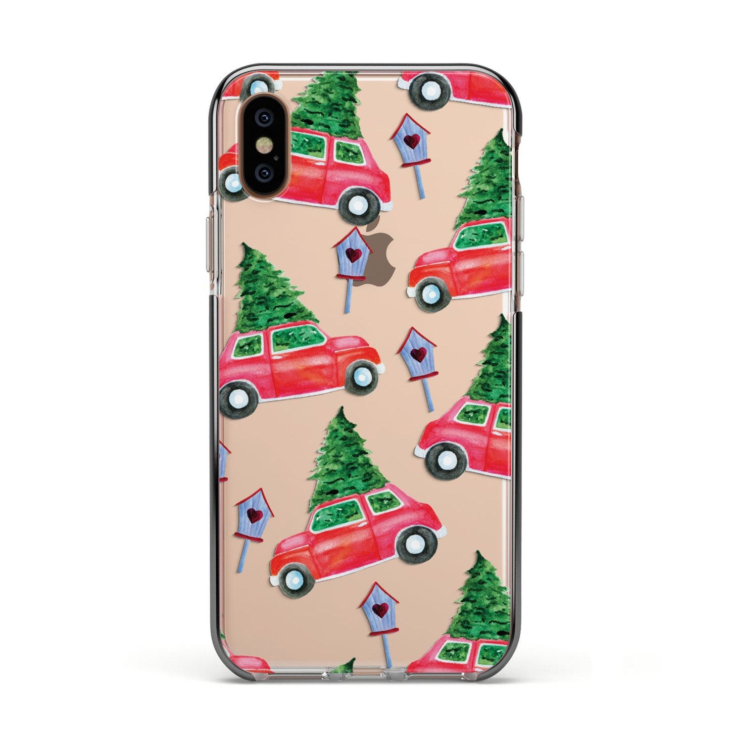Driving home for Christmas Apple iPhone Xs Impact Case Black Edge on Gold Phone