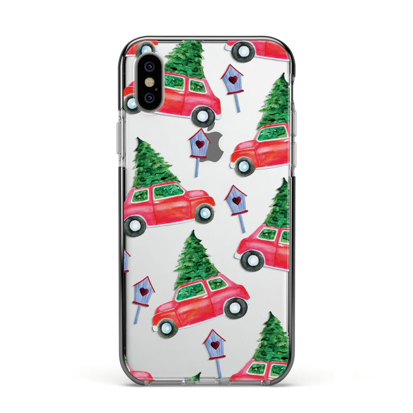 Driving home for Christmas Apple iPhone Xs Impact Case Black Edge on Silver Phone