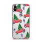 Driving home for Christmas Apple iPhone Xs Impact Case Pink Edge on Silver Phone