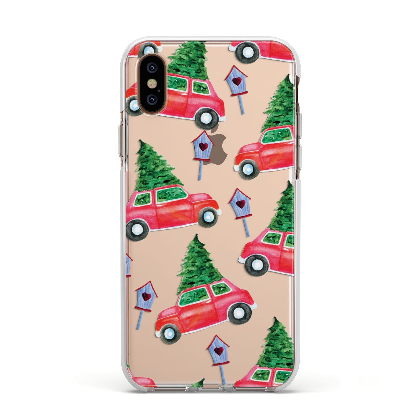 Driving home for Christmas Apple iPhone Xs Impact Case White Edge on Gold Phone