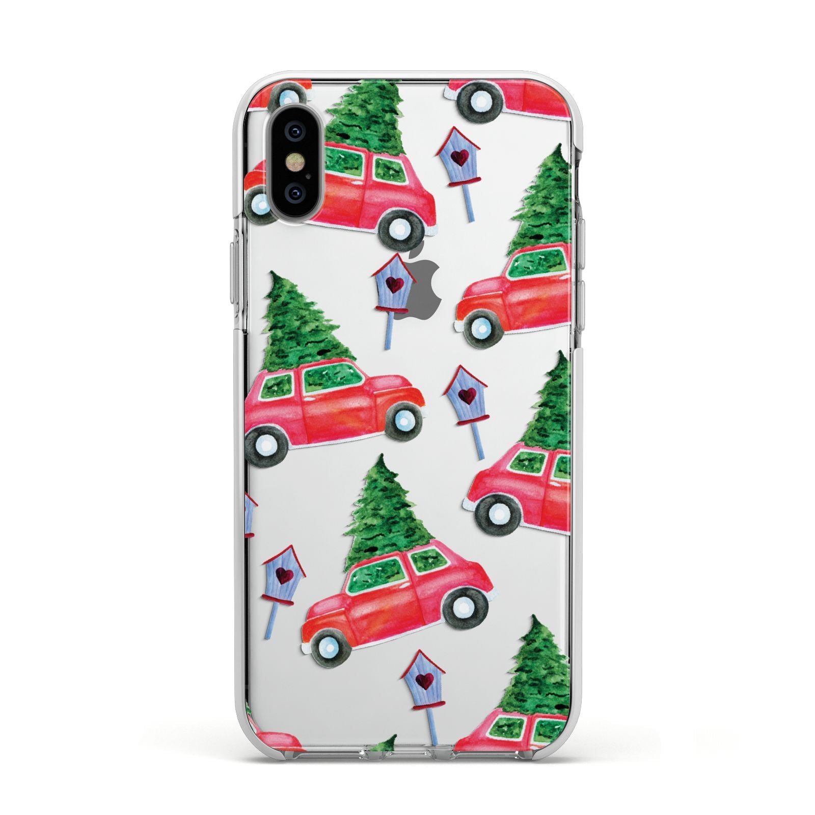 Driving home for Christmas Apple iPhone Xs Impact Case White Edge on Silver Phone