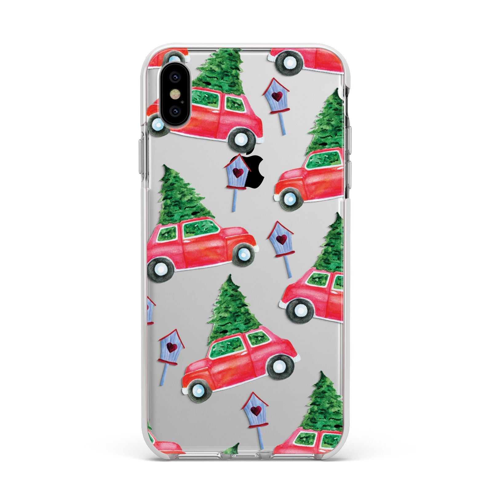 Driving home for Christmas Apple iPhone Xs Max Impact Case White Edge on Silver Phone