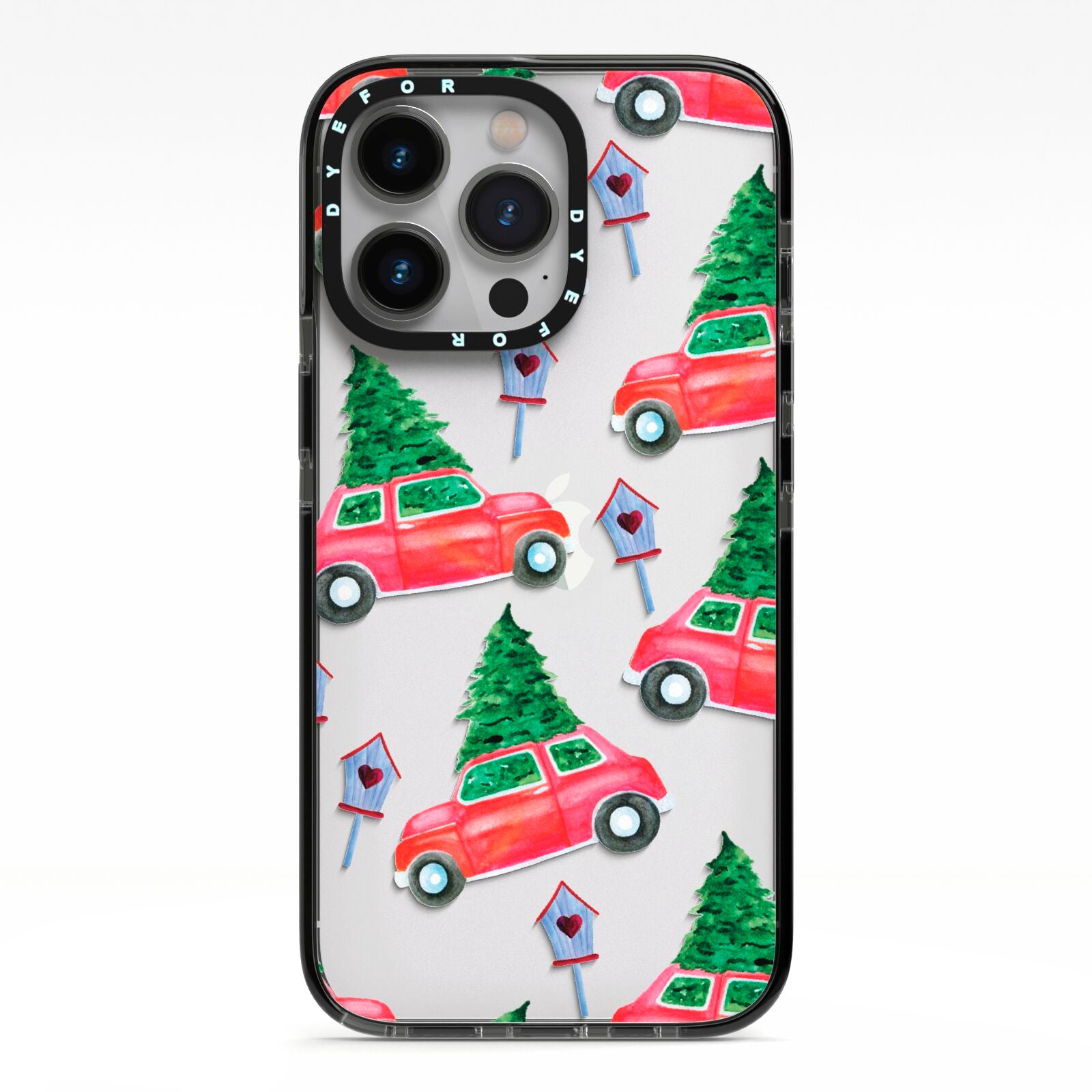 Driving home for Christmas iPhone 13 Pro Black Impact Case on Silver phone