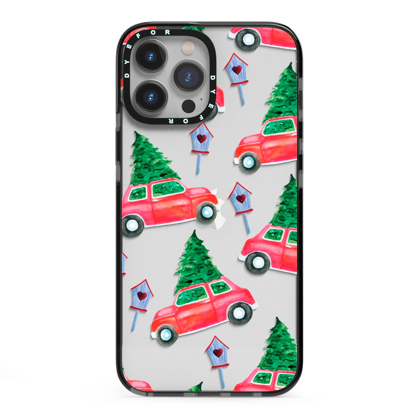 Driving home for Christmas iPhone 13 Pro Max Black Impact Case on Silver phone