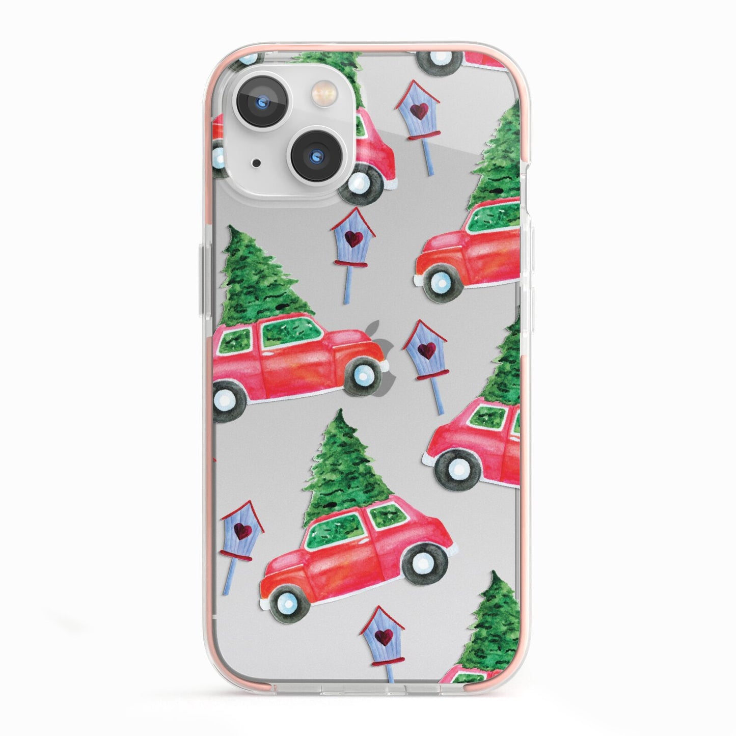 Driving home for Christmas iPhone 13 TPU Impact Case with Pink Edges