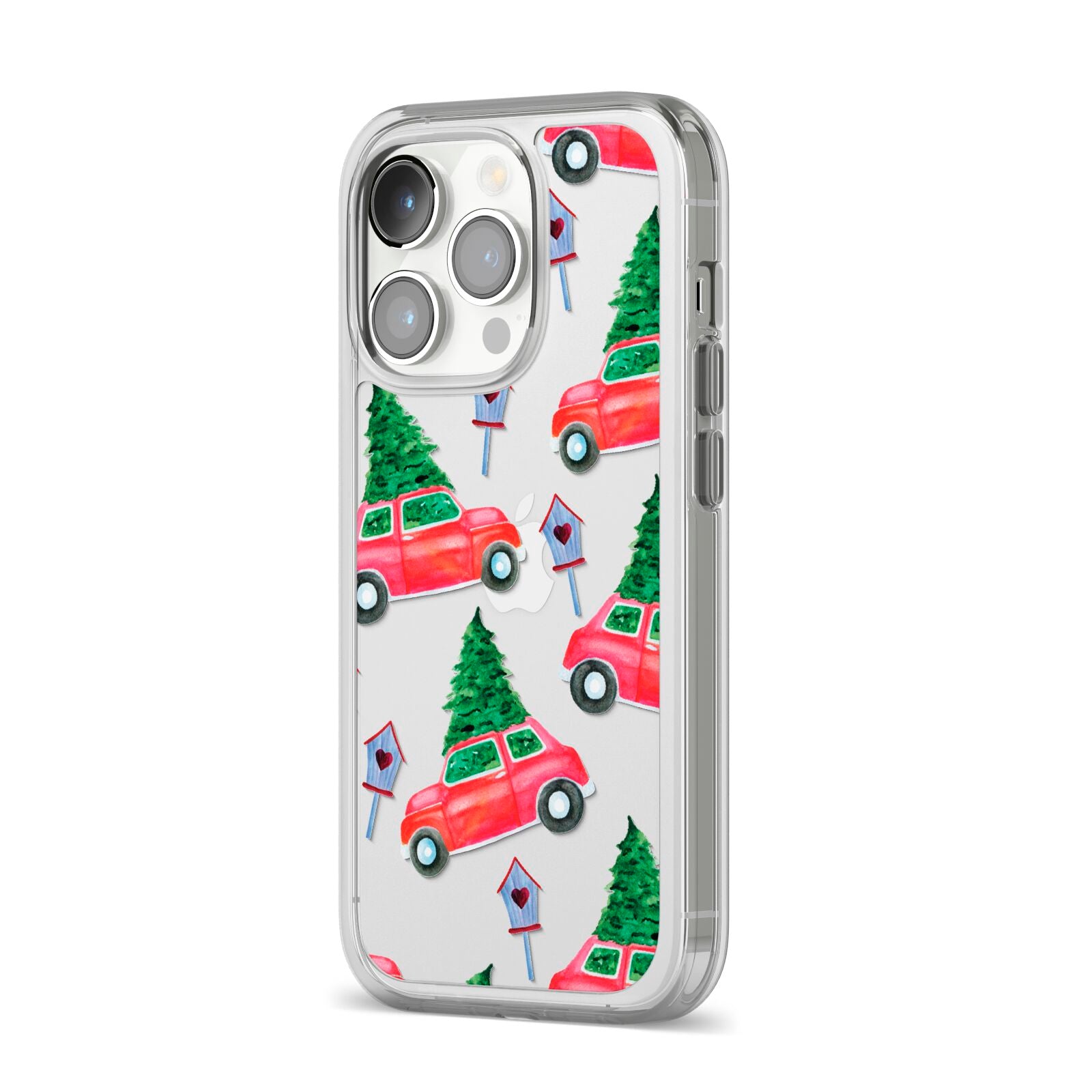 Driving home for Christmas iPhone 14 Pro Clear Tough Case Silver Angled Image