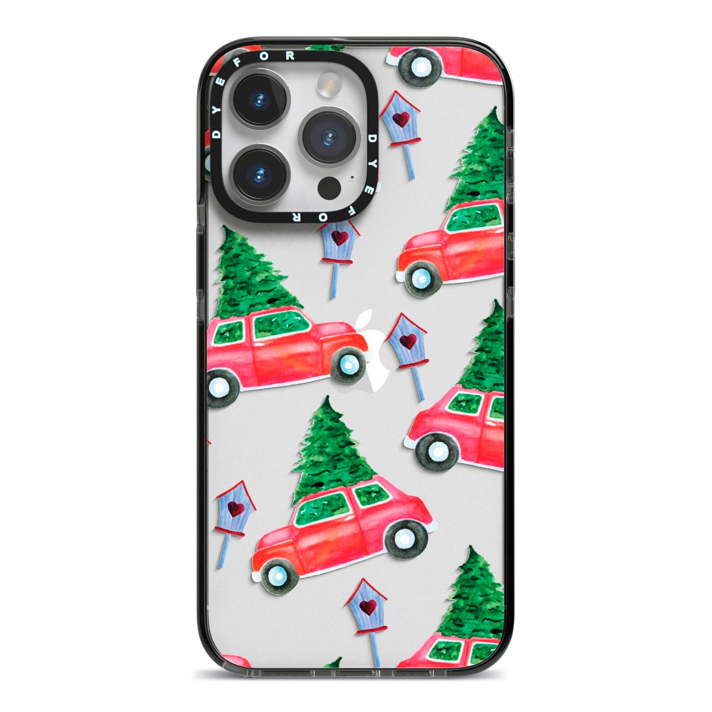 Driving home for Christmas iPhone 14 Pro Max Black Impact Case on Silver phone