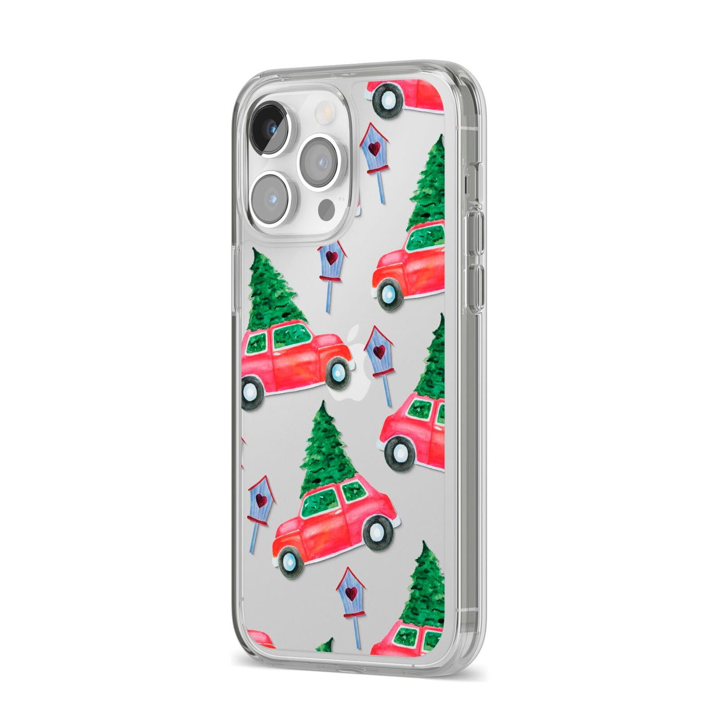 Driving home for Christmas iPhone 14 Pro Max Clear Tough Case Silver Angled Image