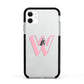 Drop Shadow Initial Apple iPhone 11 in White with Black Impact Case