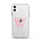 Drop Shadow Initial Apple iPhone 11 in White with White Impact Case