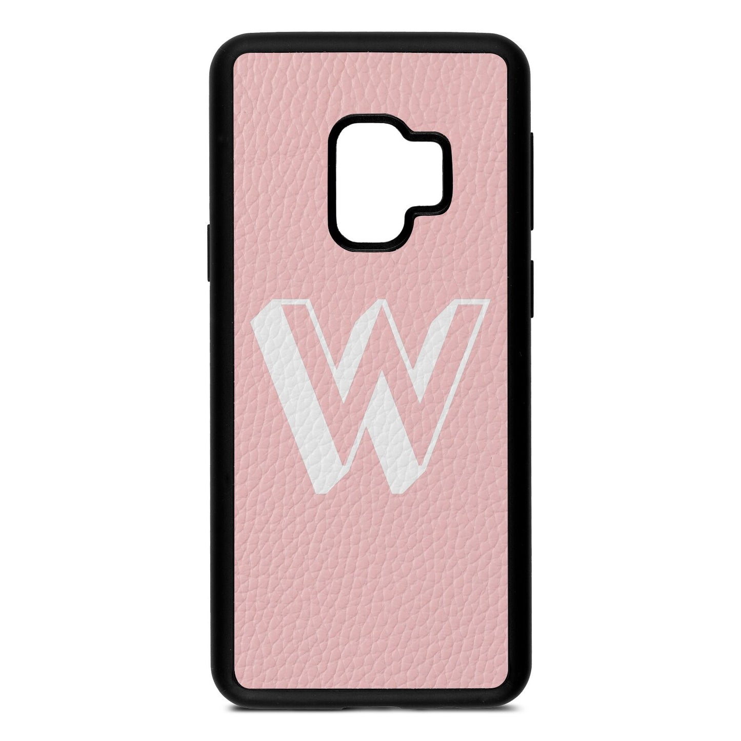 Drop Shadow Initial Pink Pebble Leather Samsung S9 Case