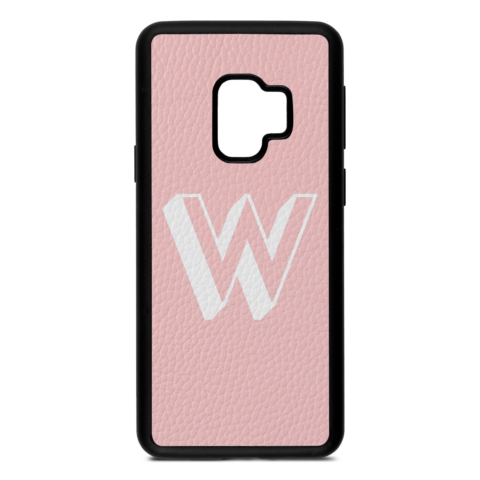 Drop Shadow Initial Pink Pebble Leather Samsung S9 Case