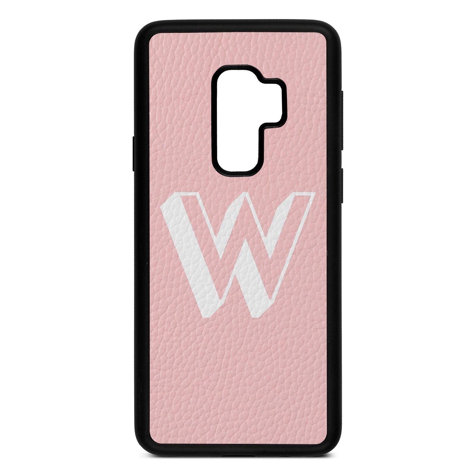 Drop Shadow Initial Pink Pebble Leather Samsung S9 Plus Case