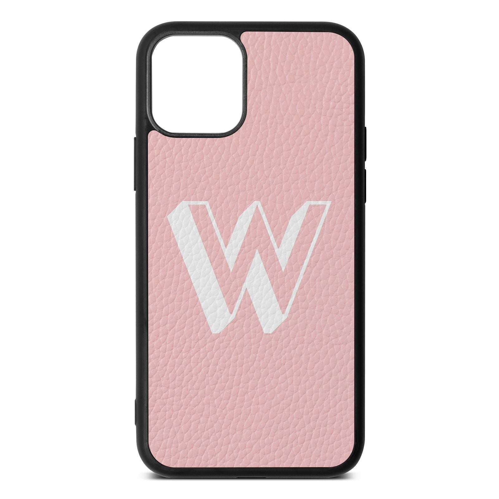 Drop Shadow Initial Pink Pebble Leather iPhone 11 Case