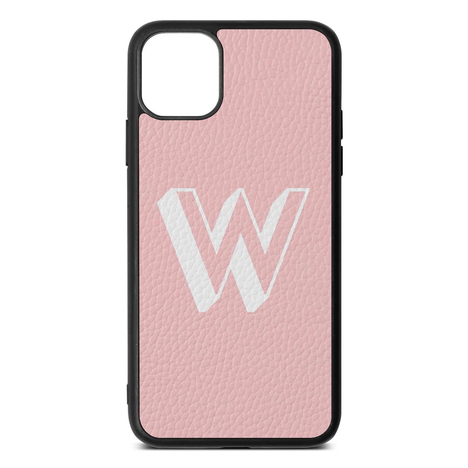 Drop Shadow Initial Pink Pebble Leather iPhone 11 Pro Max Case