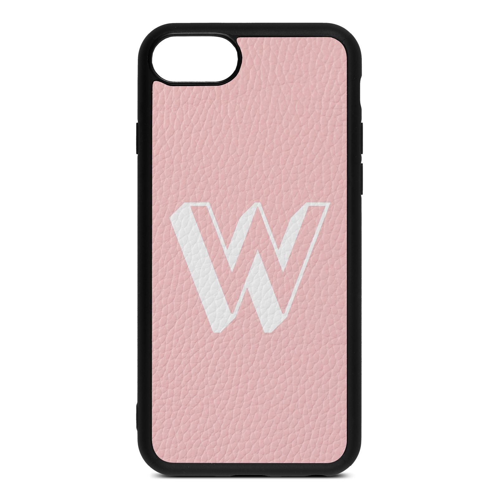 Drop Shadow Initial Pink Pebble Leather iPhone 8 Case