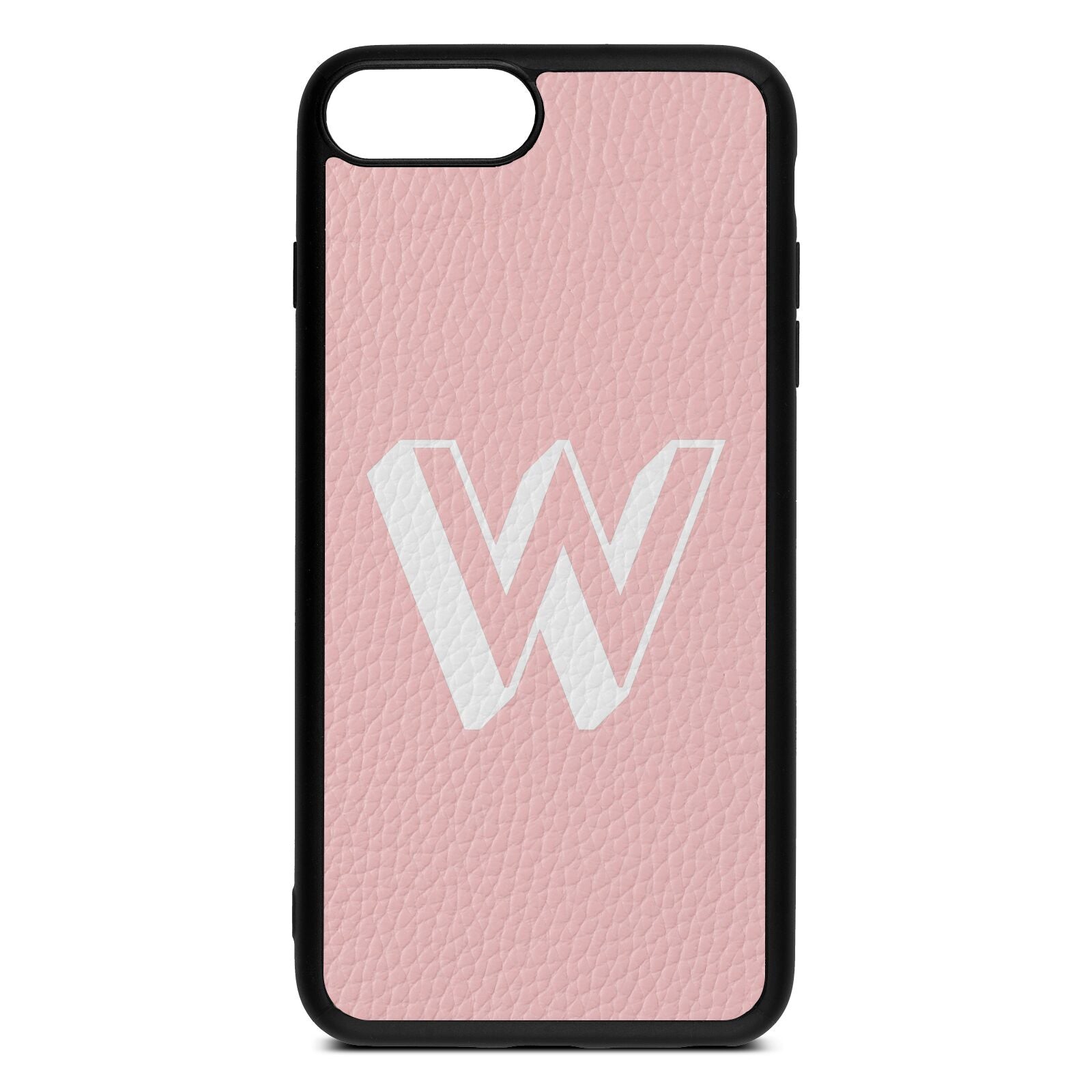 Drop Shadow Initial Pink Pebble Leather iPhone 8 Plus Case