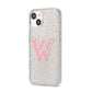 Drop Shadow Initial iPhone 14 Glitter Tough Case Starlight Angled Image