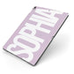 Dusty Pink with Bold White Text Apple iPad Case on Grey iPad Side View