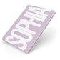 Dusty Pink with Bold White Text Apple iPad Case on Silver iPad Side View