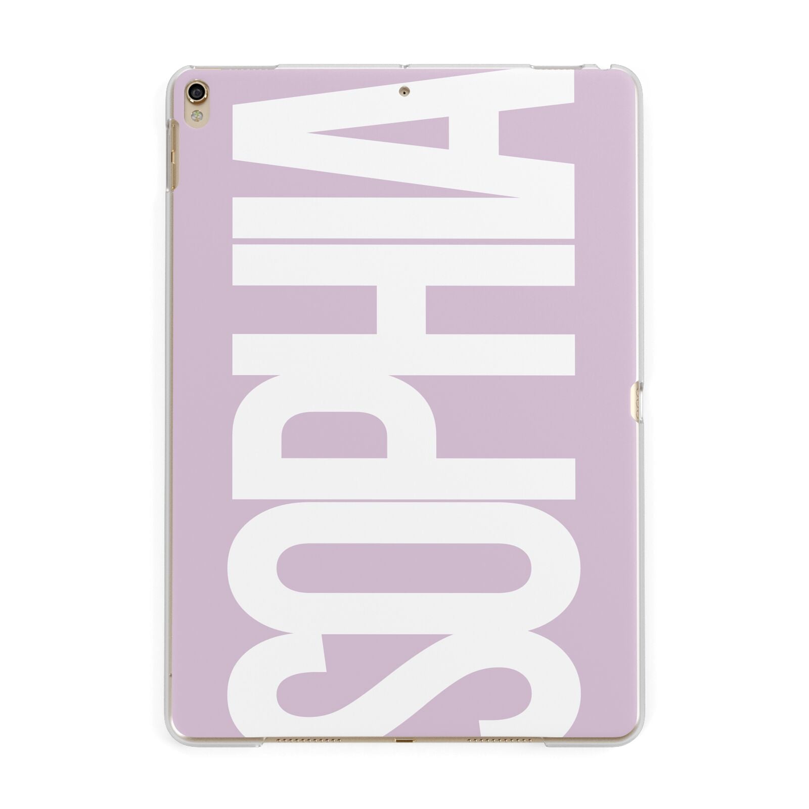 Dusty Pink with Bold White Text Apple iPad Gold Case