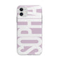 Dusty Pink with Bold White Text Apple iPhone 11 in White with Bumper Case