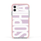 Dusty Pink with Bold White Text Apple iPhone 11 in White with Pink Impact Case