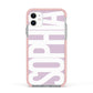 Dusty Pink with Bold White Text Apple iPhone 11 in White with Pink Impact Case