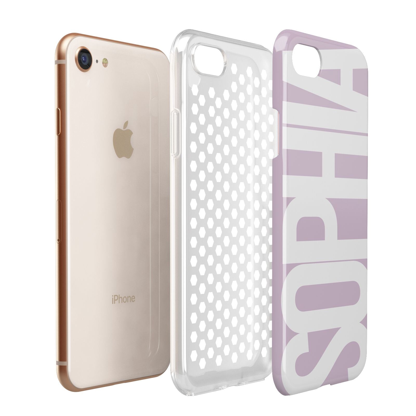 Dusty Pink with Bold White Text Apple iPhone 7 8 3D Tough Case Expanded View