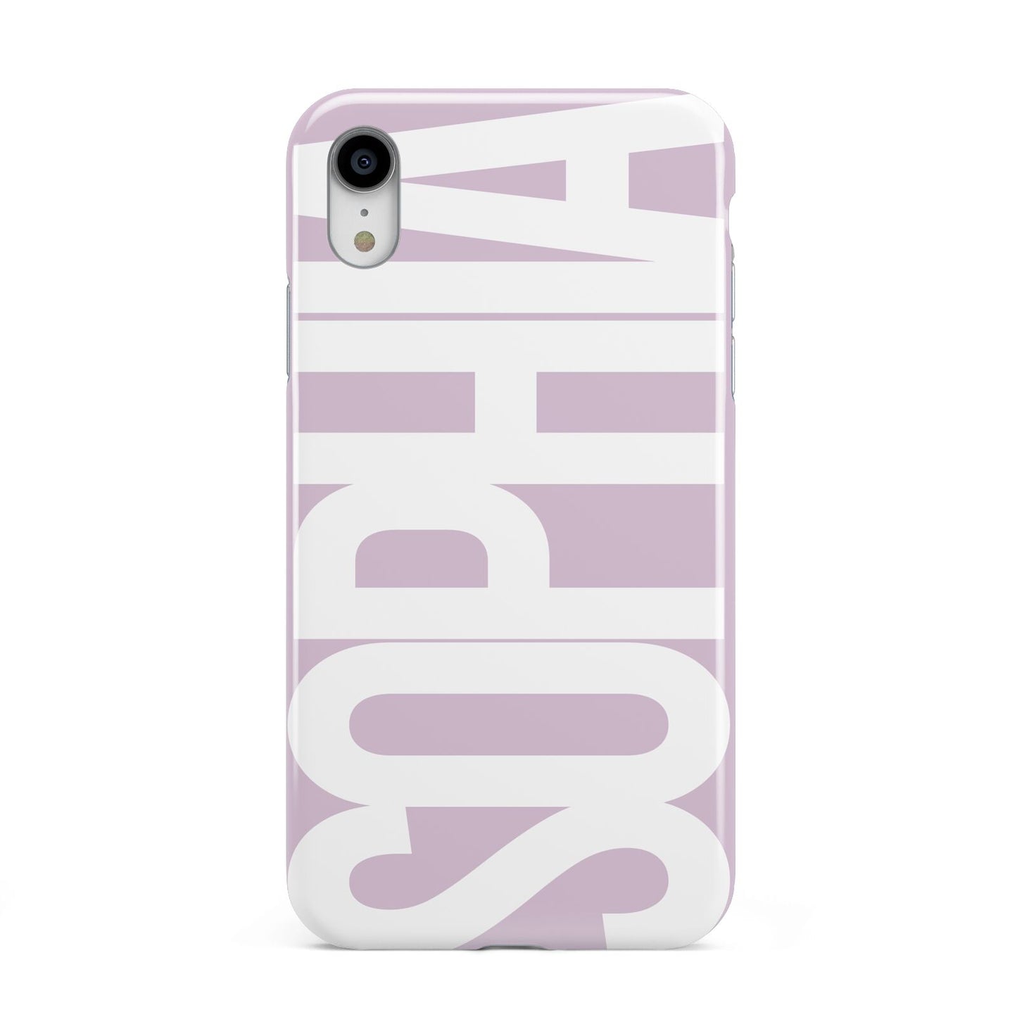 Dusty Pink with Bold White Text Apple iPhone XR White 3D Tough Case