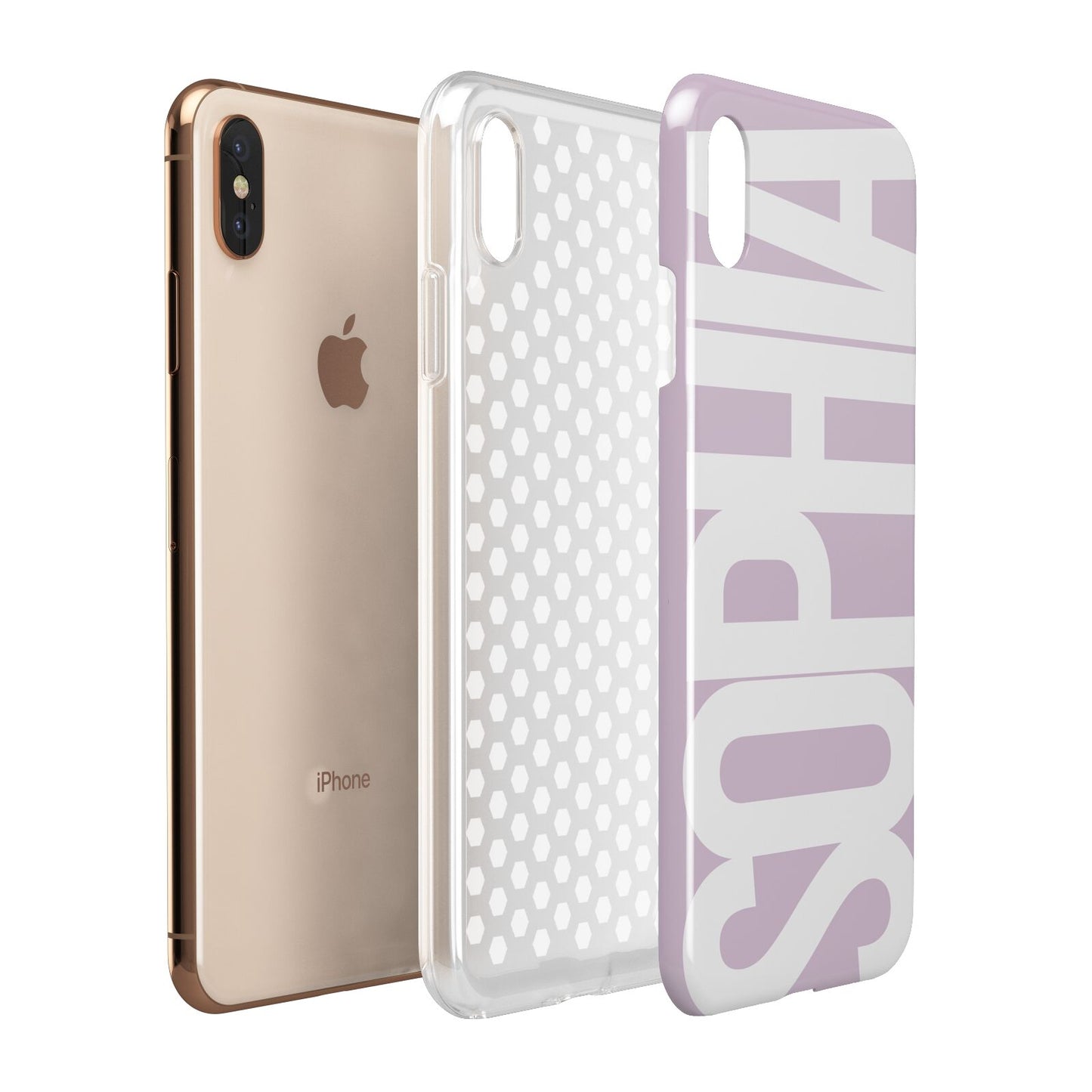 Dusty Pink with Bold White Text Apple iPhone Xs Max 3D Tough Case Expanded View