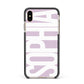 Dusty Pink with Bold White Text Apple iPhone Xs Max Impact Case Black Edge on Gold Phone