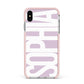 Dusty Pink with Bold White Text Apple iPhone Xs Max Impact Case Pink Edge on Silver Phone