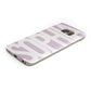 Dusty Pink with Bold White Text Protective Samsung Galaxy Case Angled Image