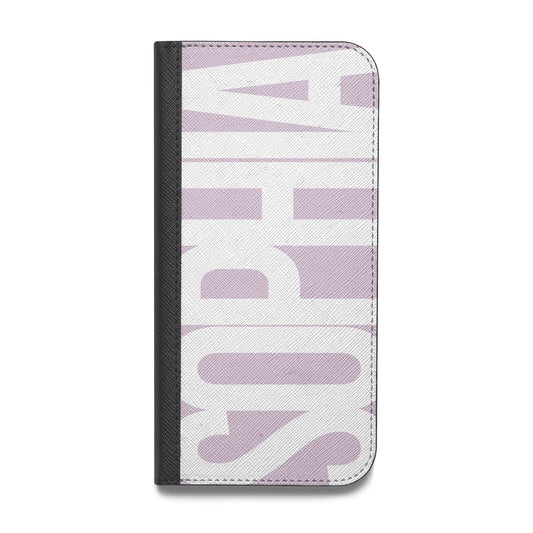 Dusty Pink with Bold White Text Vegan Leather Flip Samsung Case