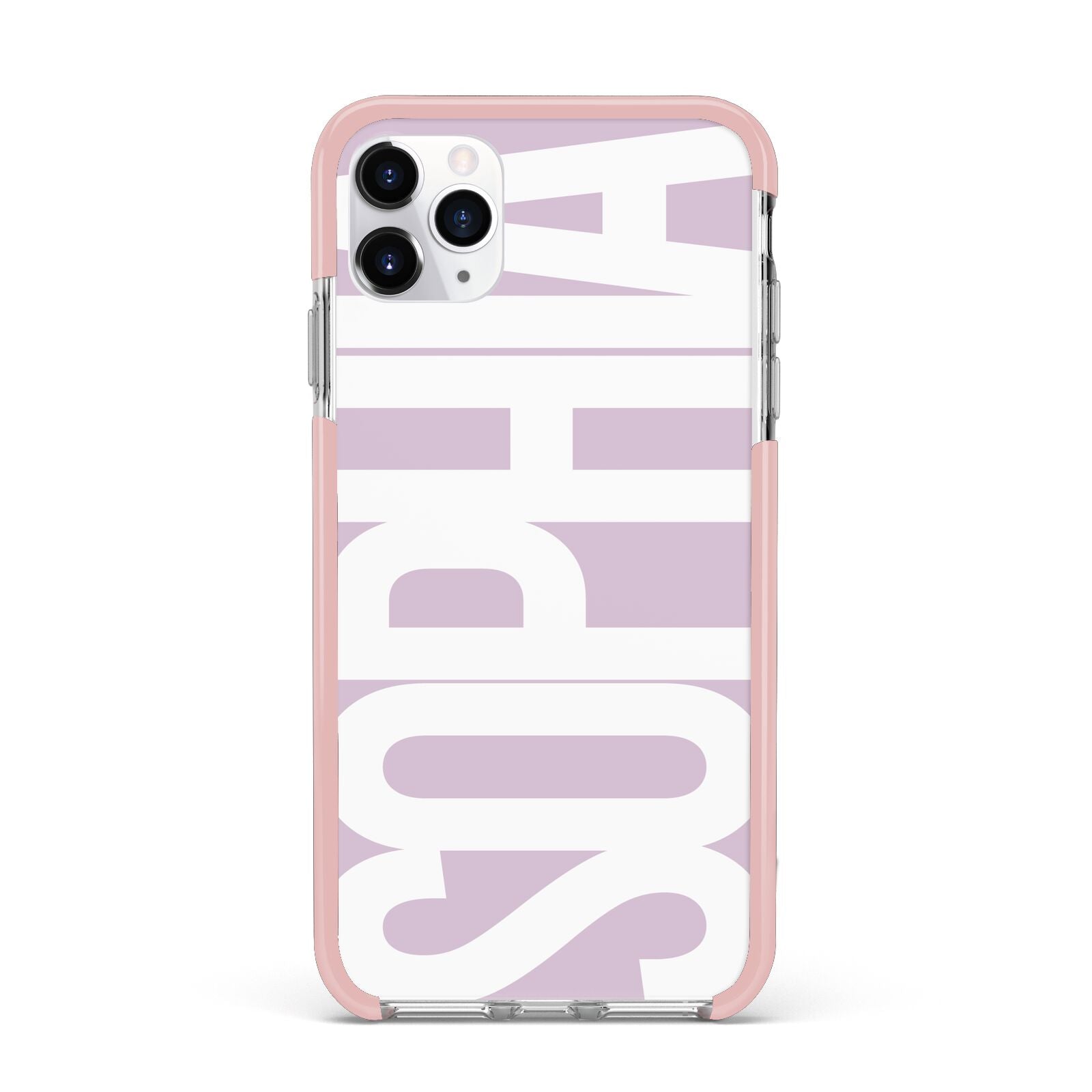 Dusty Pink with Bold White Text iPhone 11 Pro Max Impact Pink Edge Case