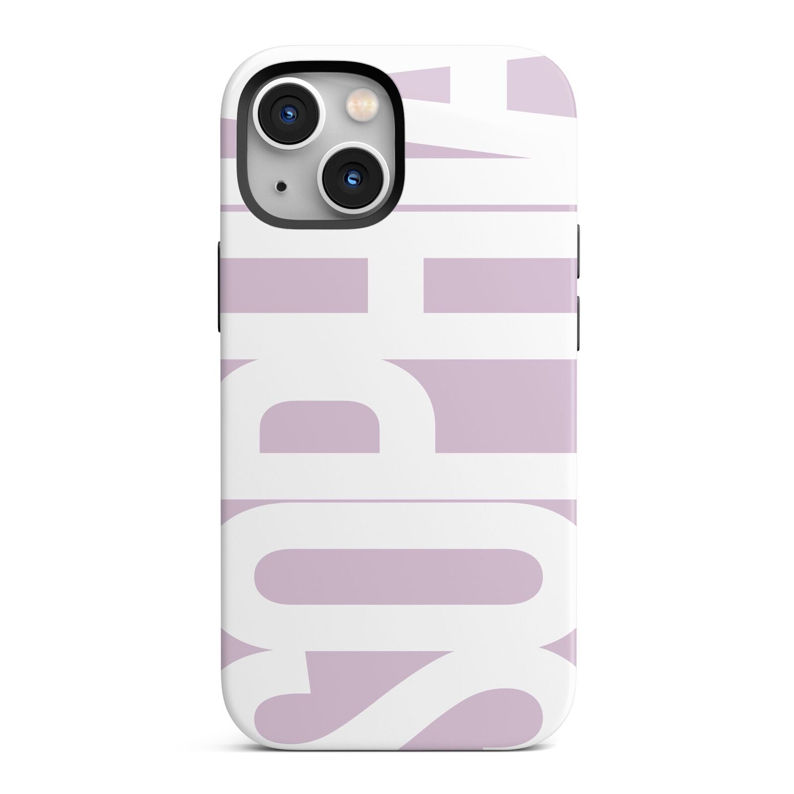 Dusty Pink with Bold White Text iPhone 13 Mini Full Wrap 3D Tough Case