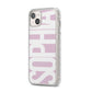 Dusty Pink with Bold White Text iPhone 14 Plus Glitter Tough Case Starlight Angled Image