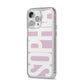 Dusty Pink with Bold White Text iPhone 14 Pro Max Clear Tough Case Silver Angled Image