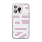 Dusty Pink with Bold White Text iPhone 14 Pro Max Clear Tough Case Silver