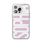 Dusty Pink with Bold White Text iPhone 14 Pro Max Glitter Tough Case Silver