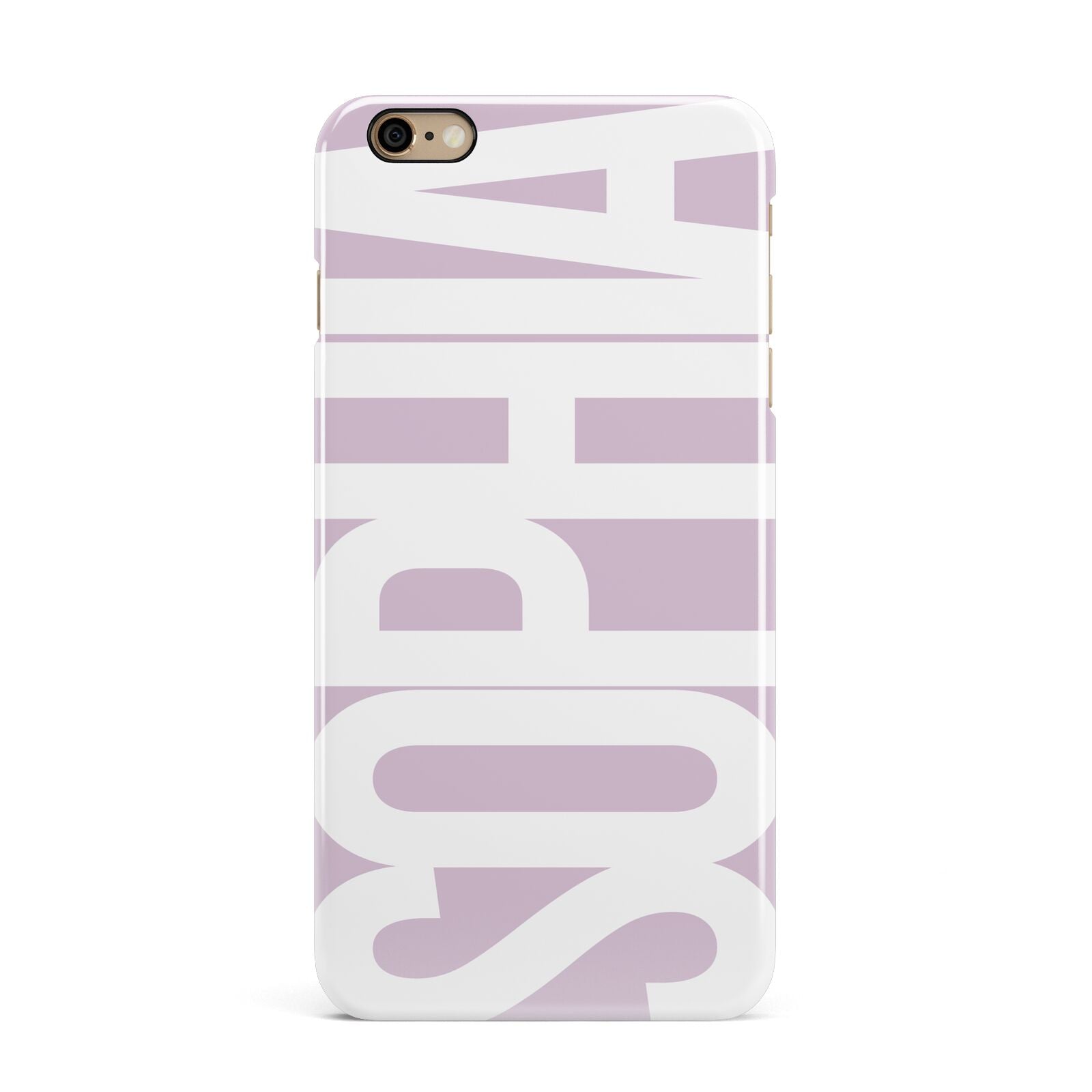 Dusty Pink with Bold White Text iPhone 6 Plus 3D Snap Case on Gold Phone