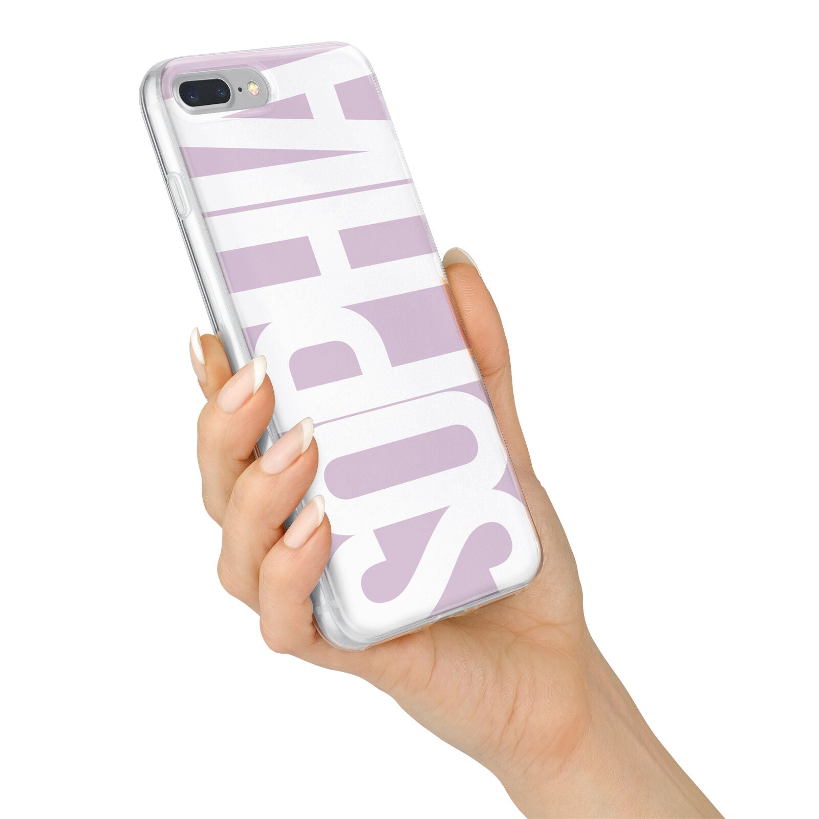 Dusty Pink with Bold White Text iPhone 7 Plus Bumper Case on Silver iPhone Alternative Image