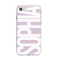 Dusty Pink with Bold White Text iPhone 8 Bumper Case on Silver iPhone
