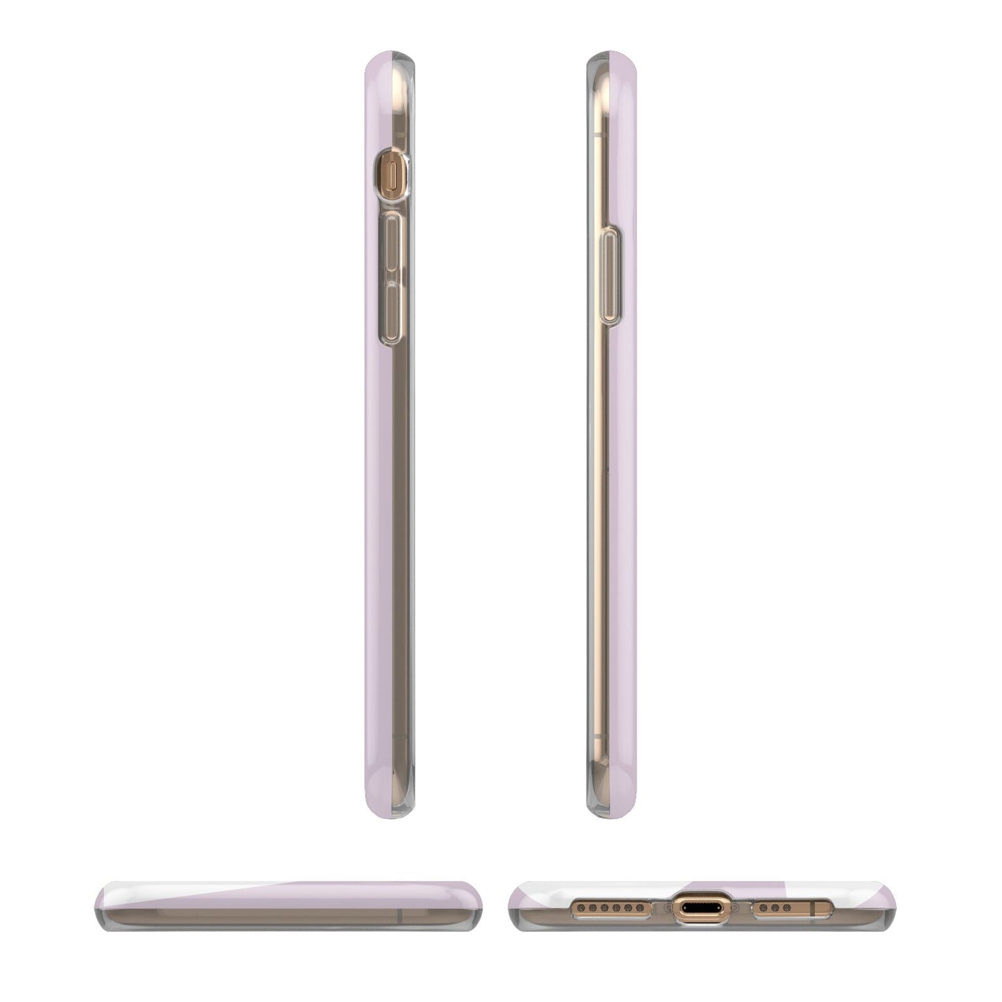 Dusty Pink with Bold White Text iPhone XS 3D Tough Case in Gold Angled Images