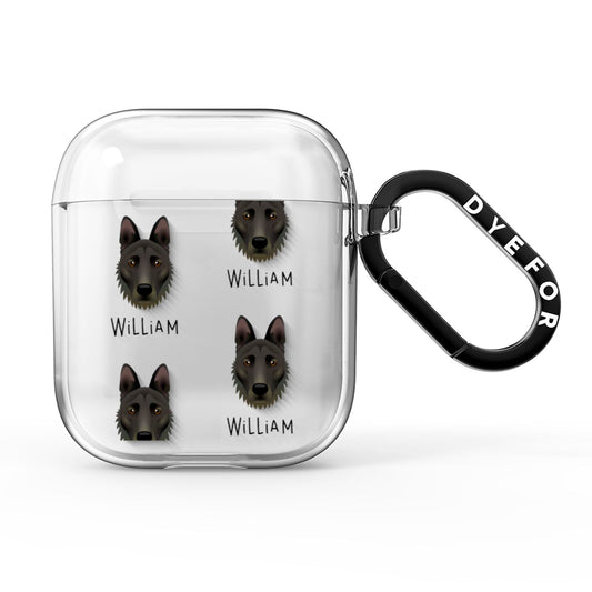 Dutch Shepherd Icon with Name AirPods Clear Case