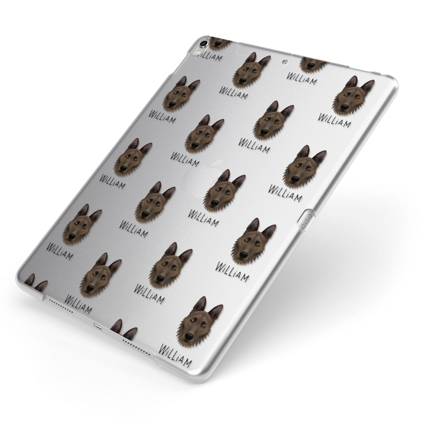 Dutch Shepherd Icon with Name Apple iPad Case on Silver iPad Side View