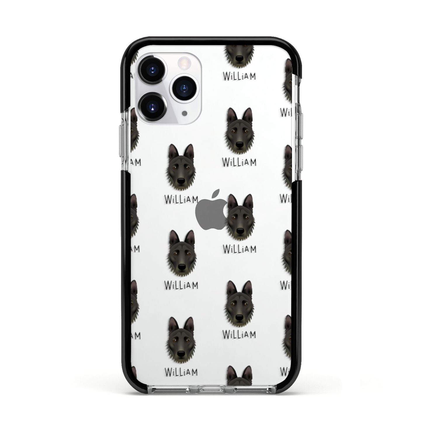 Dutch Shepherd Icon with Name Apple iPhone 11 Pro in Silver with Black Impact Case