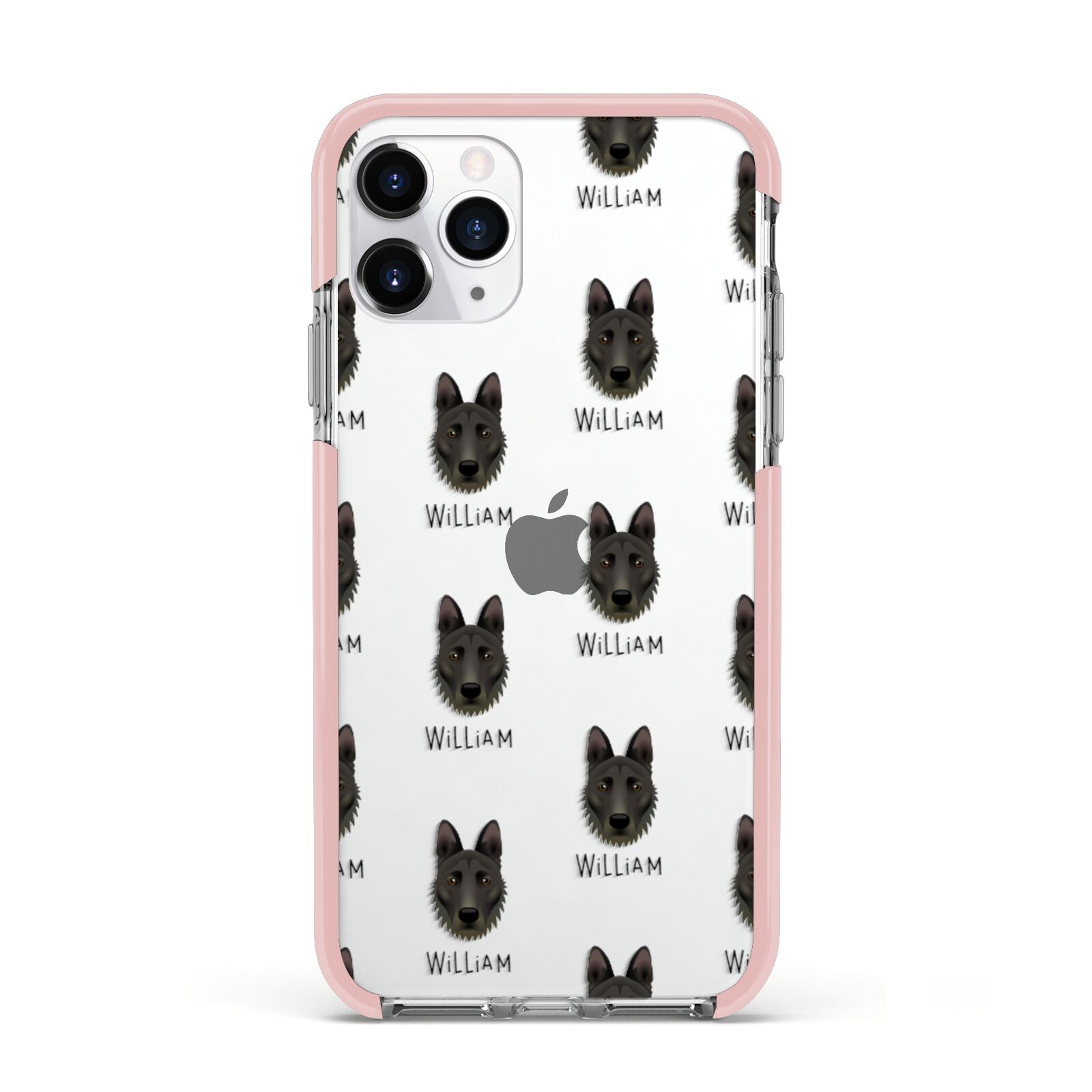 Dutch Shepherd Icon with Name Apple iPhone 11 Pro in Silver with Pink Impact Case