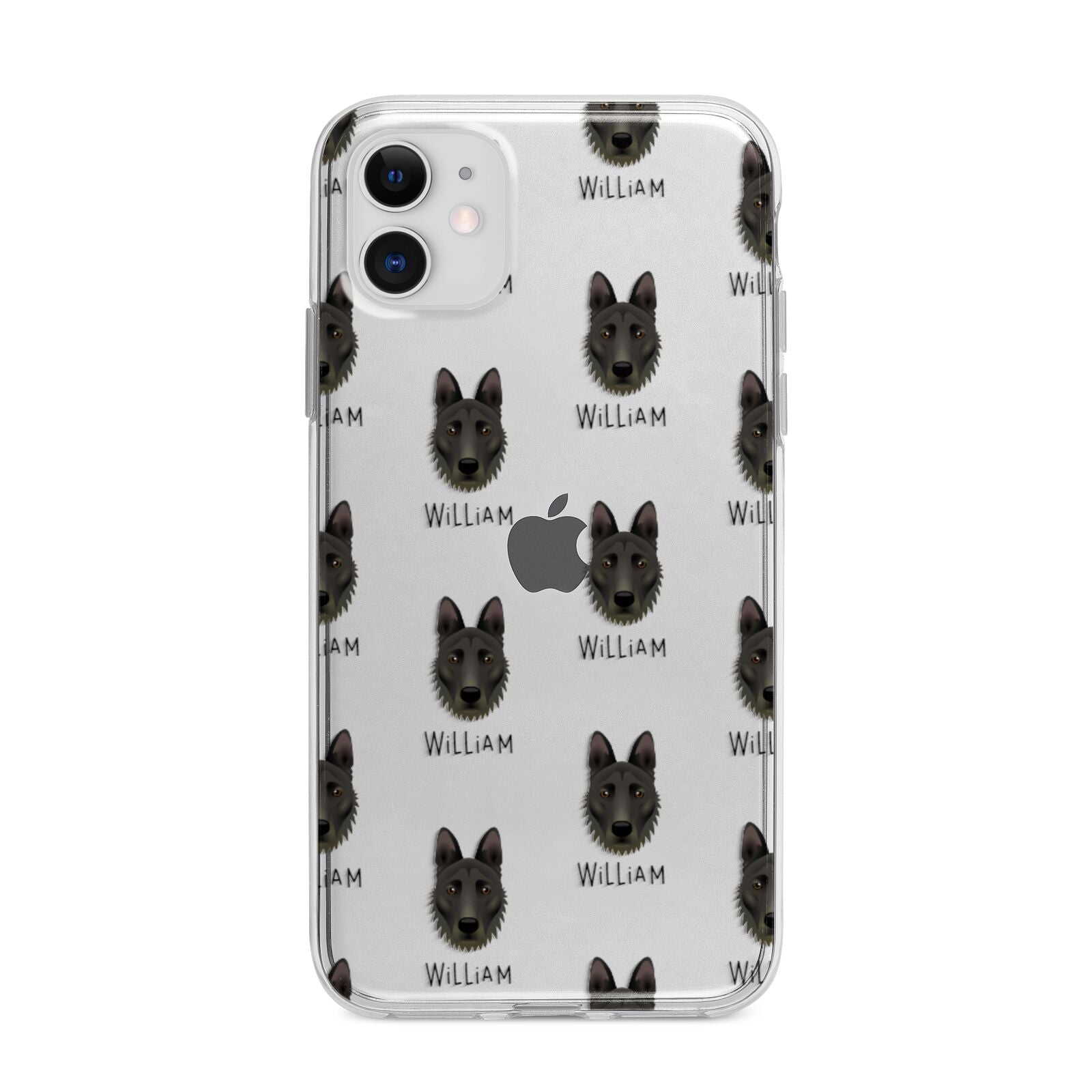 Dutch Shepherd Icon with Name Apple iPhone 11 in White with Bumper Case